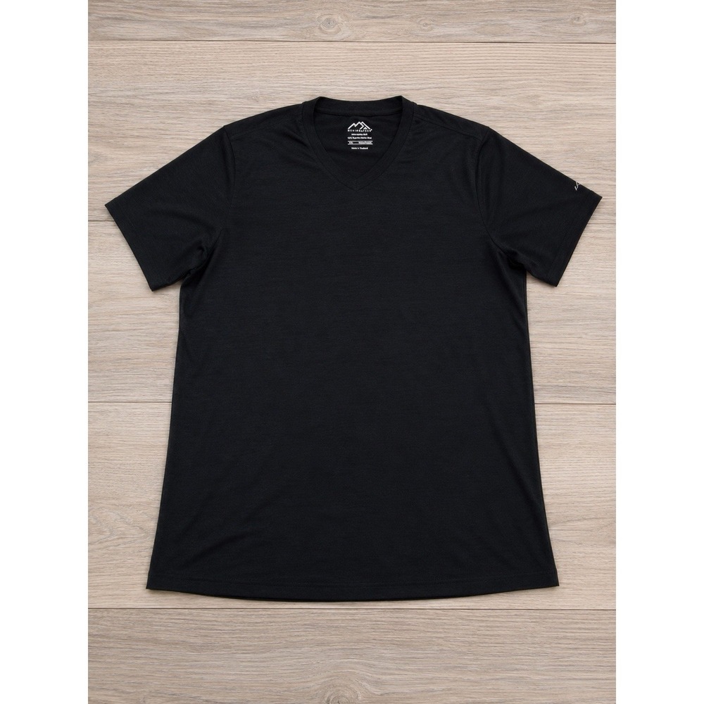 Merino.tech Superfine 100% Merino Wool V Neck T Shirt Black XXL Womens (145)